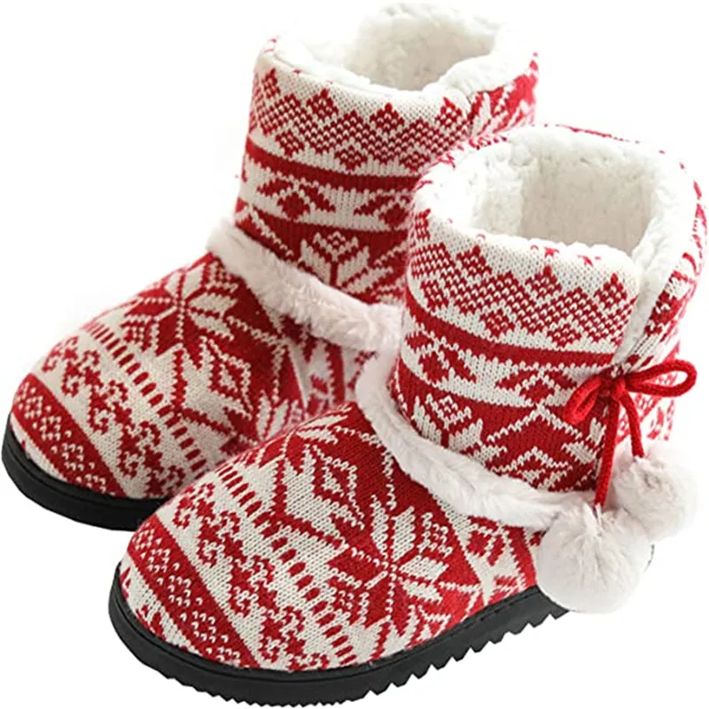 Women's Boots Slippers Lined Warm Soft Plush Winter Non-Slip Home Shoes