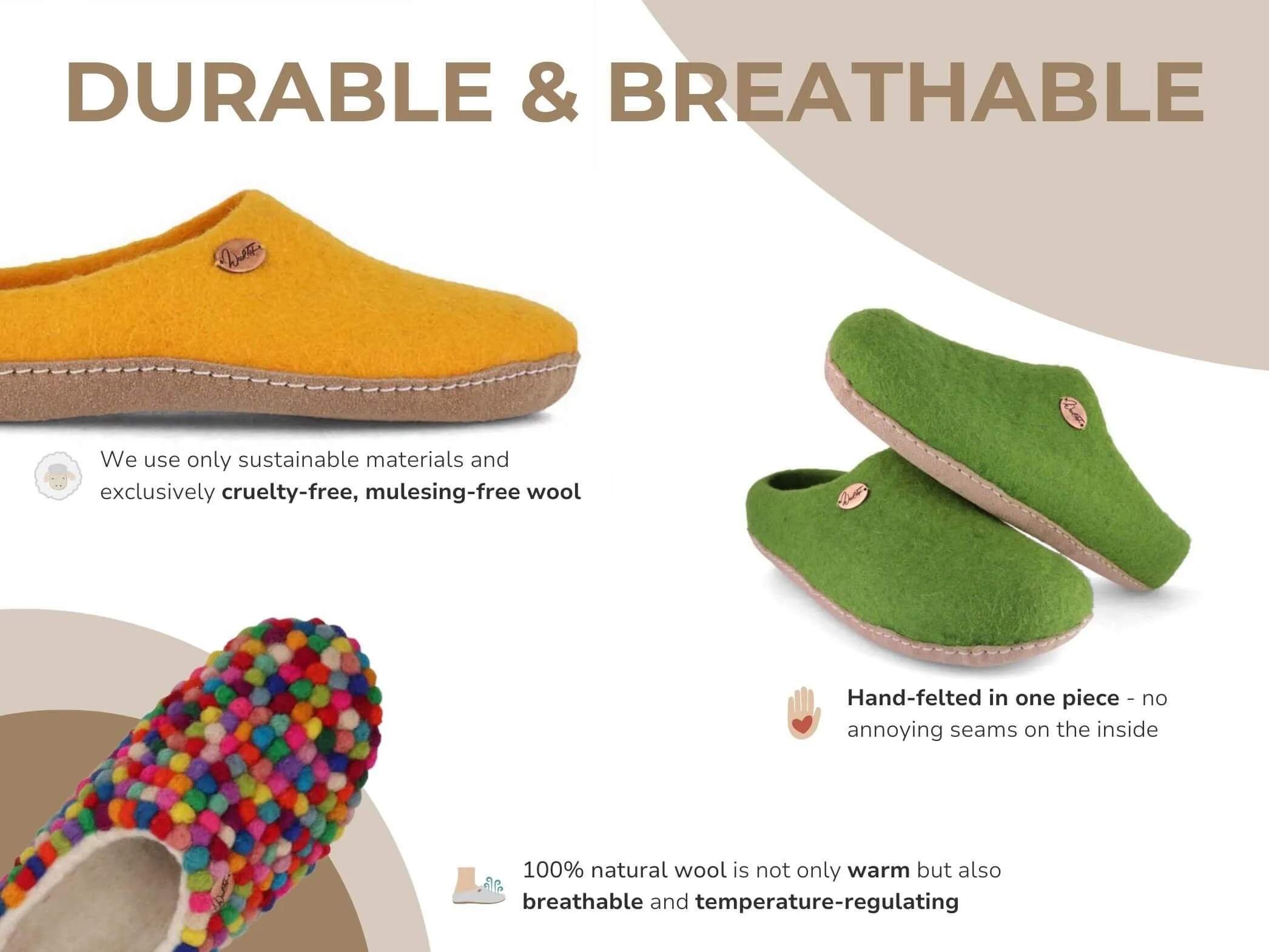 WoolFit Footprint | Felt Slippers with Footbed & Leather Sole