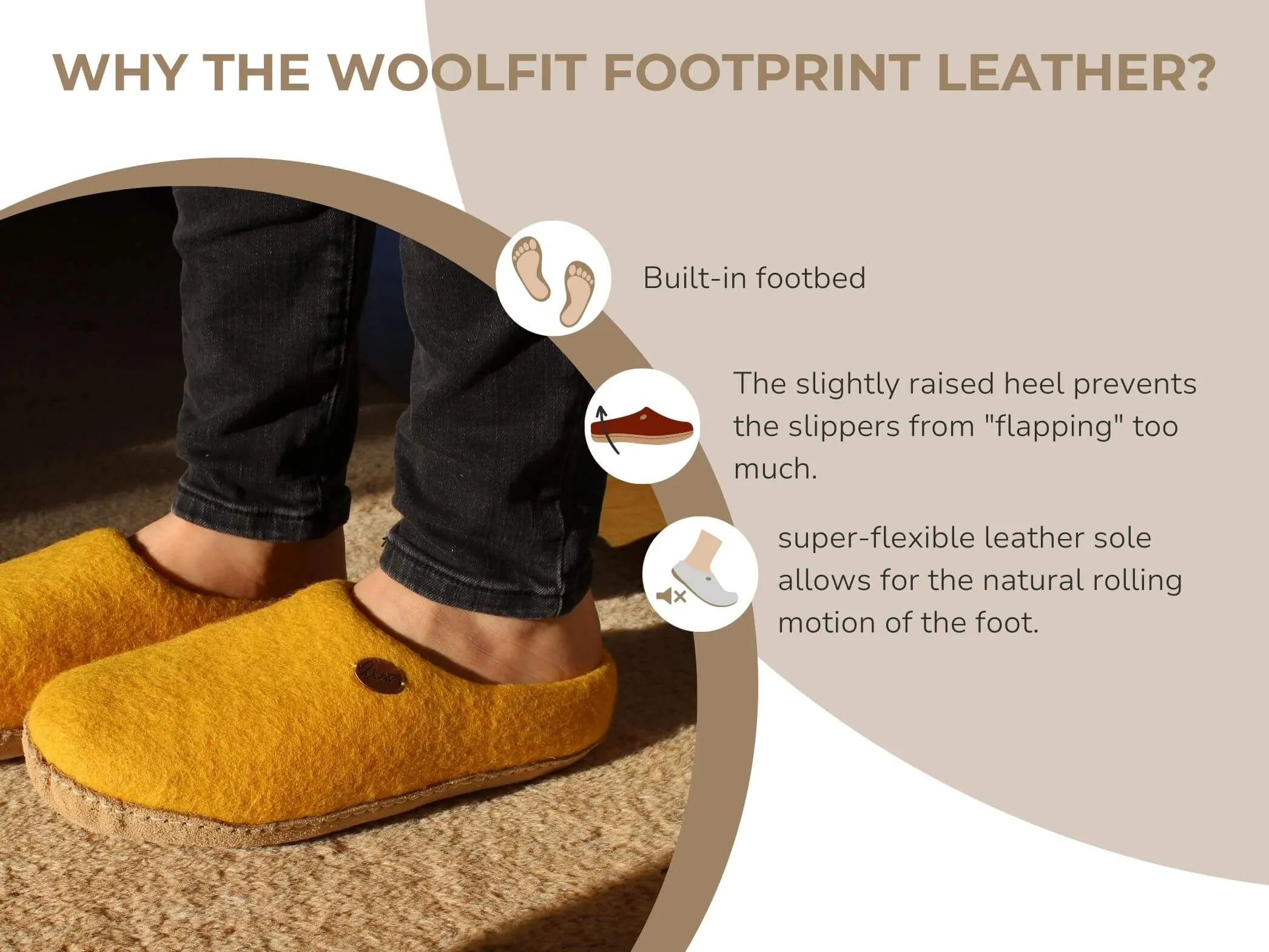 WoolFit Footprint | Felt Slippers with Footbed & Leather Sole