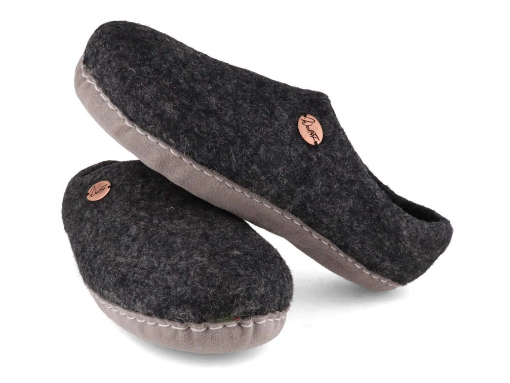 WoolFit Footprint | Felt Slippers with Footbed & Leather Sole